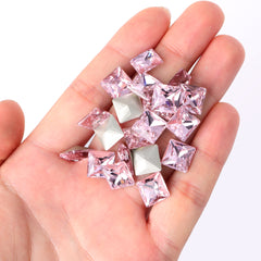Light Rose Princess Square Shape High Quality Glass Pointed Back Fancy Rhinestones WholesaleRhinestone