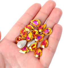 아스트랄 핑크 배 모양 고품질 유리가 뾰족한 환상적인 모조 다이아몬드