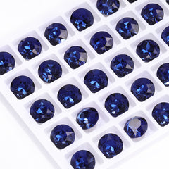 Montana Gemstone Flower Shape High Quality Glass Pointed Back Fancy Rhinestones WholesaleRhinestone