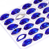 Sapphire Navette Shape High Quality Glass Pointed Back Fancy Rhinestones WholesaleRhinestone