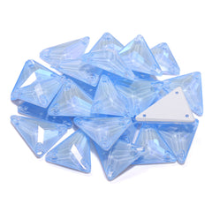 Electric Neon Light Blue Slim Triangle Shape High Quality Glass Sew-on Rhinestones