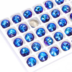 Bermuda Blue Dome Round Shape High Quality Glass Pointed Back Fancy Rhinestones WholesaleRhinestone