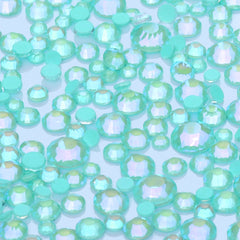 Mixed Sizes Neon Turquoise AB Glass Flat Back Rhinestones For Nail Art WholesaleRhinestone