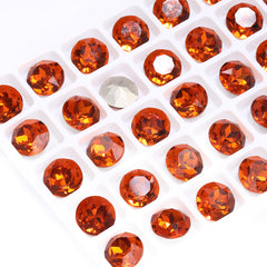Tangerine Gemstone Flower Shape High Quality Glass Pointed Back Fancy Rhinestones WholesaleRhinestone