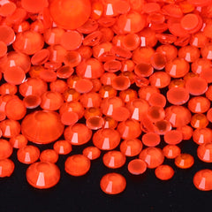Mixed Sizes Mocha Neon Dk Orange Glass Flat Back Rhinestones For Nail Art WholesaleRhinestone