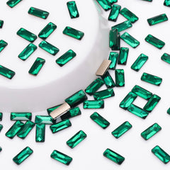 Rectangle Shape Dark Green Flat Back Fancy Rhinestones WholesaleRhinestone