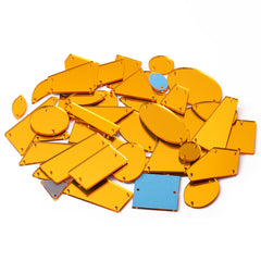 Golden Yellow Mixed Shapes Acrylic Sew-on Mirror For Dance Costume WholesaleRhinestone