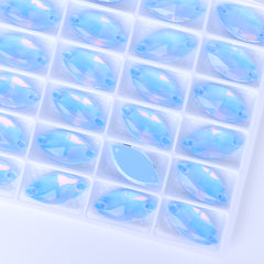 Light Sapphire AM Navette Shape High Quality Glass Sew-on Rhinestones WholesaleRhinestone
