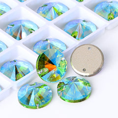 Peridot Shimmer Rivoli Shape High Quality Glass Sew-on Rhinestones WholesaleRhinestone