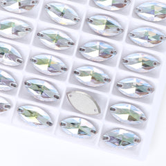 Crystal Transmission Navette Shape High Quality Glass Sew-on Rhinestones WholesaleRhinestone