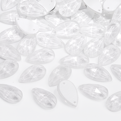 Mocha White Drop Shape High Quality Glass Sew-on Rhinestones WholesaleRhinestone