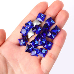 Sapphire Princess Square Shape High Quality Glass Pointed Back Fancy Rhinestones WholesaleRhinestone