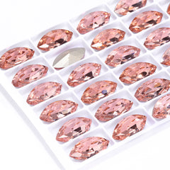 Light Peach Navette Shape High Quality Glass Pointed Back Fancy Rhinestones WholesaleRhinestone