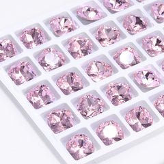 Light Rose Cushion Square Shape High Quality Glass Pointed Back Fancy Rhinestones WholesaleRhinestone