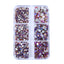 Mixed Sizes 6 Grid Box Light Colorado Topaz AB Glass FlatBack Rhinestones For Nail Art Silver Back WholesaleRhinestone