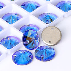 Light Sapphire Shimmer Rivoli Forma de vidrio de alta calidad Rhinestones de costura