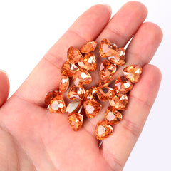 Light Peach Heart Shape High Quality Glass Pointed Back Fancy Rhinestones WholesaleRhinestone