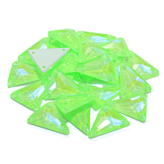Electric Neon Peridot Slim Triangle Shape High Quality Glass Sew-on Rhinestones WholesaleRhinestone