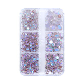 Mixed Sizes 6 Grid Box Mocha Smoked Topaz Mermaid Tears Glass Half Pearls Rhinestones WholesaleRhinestone