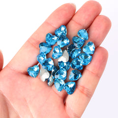 Figure de cœur aigue-marine Verre de haute qualité en arrière de strass de fantaisie