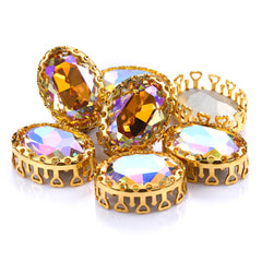 Paradise Shine Oval Shape High-Quality Glass Sew-on Nest Hollow Claw Rhinestones WholesaleRhinestone