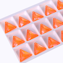 Electric Neon Orange Yellow Triangle Shape High Quality Glass Sew-on Rhinestones WholesaleRhinestone
