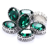Emerald Oval Shape High-Quality Glass Sew-on Nest Hollow Claw Rhinestones WholesaleRhinestone