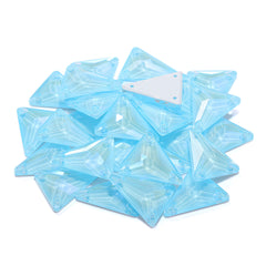 Electric Neon Aquamarine Slim Triangle Shape High Quality Glass Sew-on Rhinestones WholesaleRhinestone