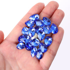 Light Sapphire Pear Shape High Quality Glass Pointed Back Fancy Rhinestones WholesaleRhinestone