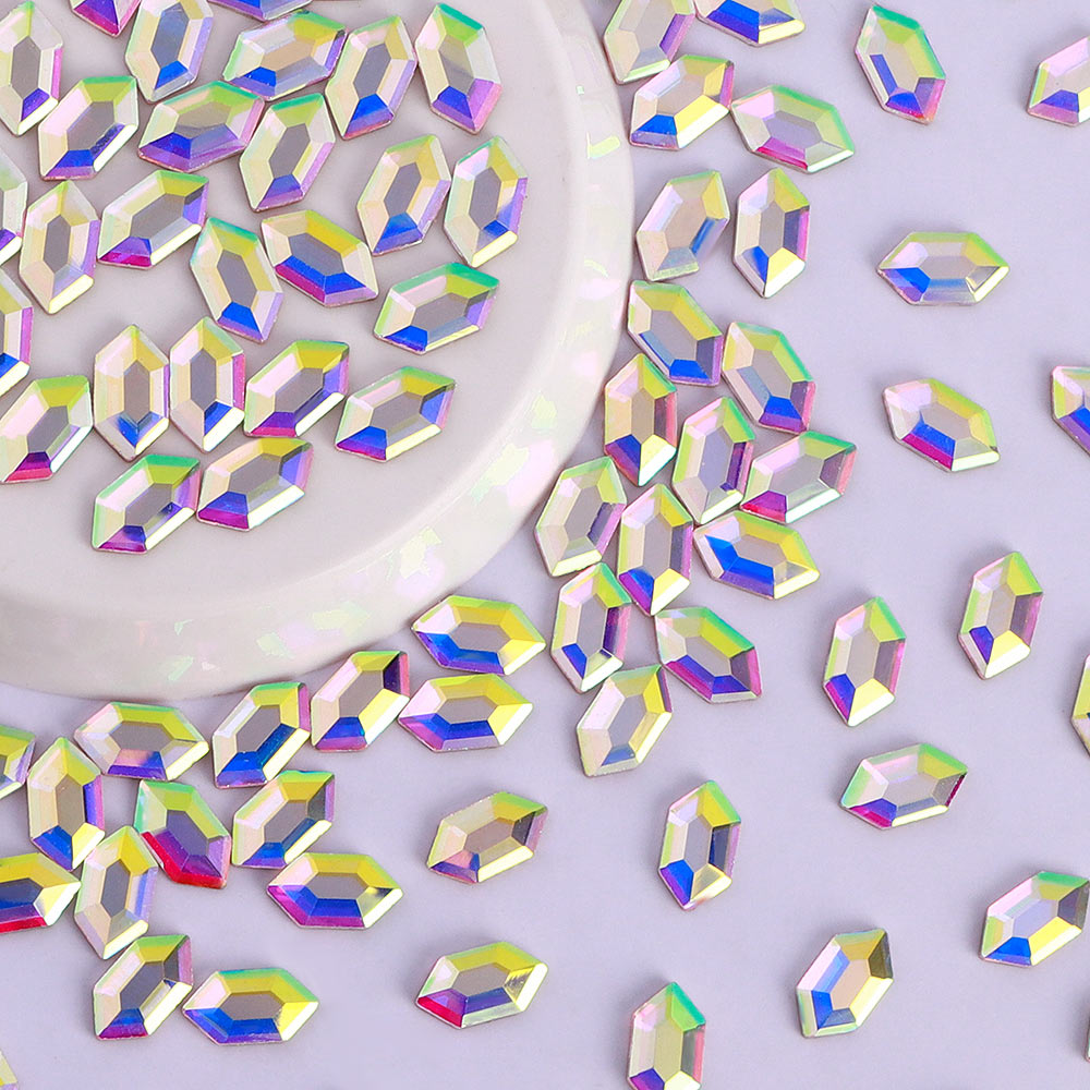 Elongated Hexagon Shape Crystal AB Flat Back Fancy Rhinestones WholesaleRhinestone