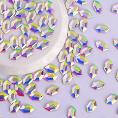 Elongated Hexagon Shape Crystal AB Flat Back Fancy Rhinestones WholesaleRhinestone