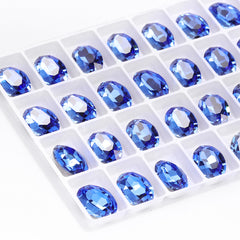 Light Sapphire Oval Shape High Quality Glass Pointed Back Fancy Rhinestones WholesaleRhinestone