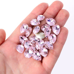 Light Rose Pear Shape High Quality Glass Pointed Back Fancy Rhinestones WholesaleRhinestone