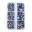 Mixed Sizes 6 Grid Box Olive Green AB Glass FlatBack Rhinestones For Nail Art Silver Back WholesaleRhinestone