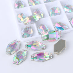 Crystal Phantom Hexagon Shape High Quality Glass Sew-on Rhinestones WholesaleRhinestone