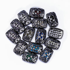 Cushion Rectangle Shape Hematite Plated High-Quality Sew-on Alloy Charms Inlaid Cubic Zirconia WholesaleRhinestone