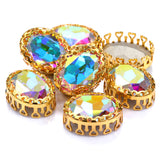 Crystal AB Oval Shape High-Quality Glass Sew-on Nest Hollow Claw Rhinestones WholesaleRhinestone