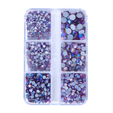 Mixed Sizes 6 Grid Box Light Amethyst AB Glass HotFix Rhinestones For Clothing DIY WholesaleRhinestone