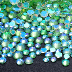 Mixed Sizes Aurora Light Green Glass Flat Back Rhinestones For Nail Art WholesaleRhinestone