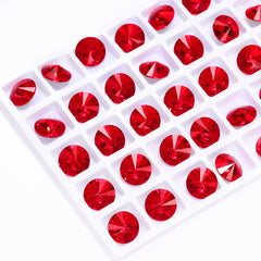 Light Siam Rivoli Shape High Quality Glass Pointed Back Fancy Rhinestones WholesaleRhinestone