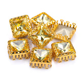 Light Topaz Princess Square Shape High-Quality Glass Sew-on Nest Hollow Claw Rhinestones WholesaleRhinestone