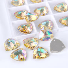 Luminous Green Trilliant Shape High Quality Glass Sew-on Rhinestones WholesaleRhinestone