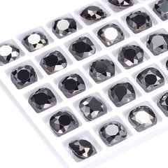Jet Metallic Silver Cushion Square Shape High Quality Glass Pointed Back Fancy Rhinestones WholesaleRhinestone