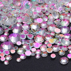 Mixed Sizes Aurora Pink Green Glass Flat Back Rhinestones For Nail Art WholesaleRhinestone