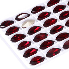 Siam Navette Shape High Quality Glass Pointed Back Fancy Rhinestones WholesaleRhinestone