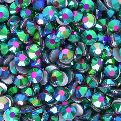 Peacock Green Glass FlatBack Rhinestones Silver Back WholesaleRhinestone