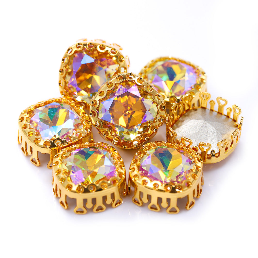 Paradise Shine Cushion Square Shape High-Quality Glass Sew-on Nest Hollow Claw Rhinestones WholesaleRhinestone