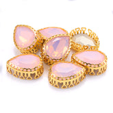 Rose Water Opal Drop Shape High-Quality Glass Sew-on Nest Hollow Claw Rhinestones
