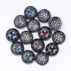 丸い形状ヘマタイトメッキ高品質の縫製合金チャームインレイドキュービックジルコニア