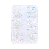 Mixed Sizes 6 Grid Box Mocha White Mermaid Tears Glass Half Pearls Rhinestones WholesaleRhinestone